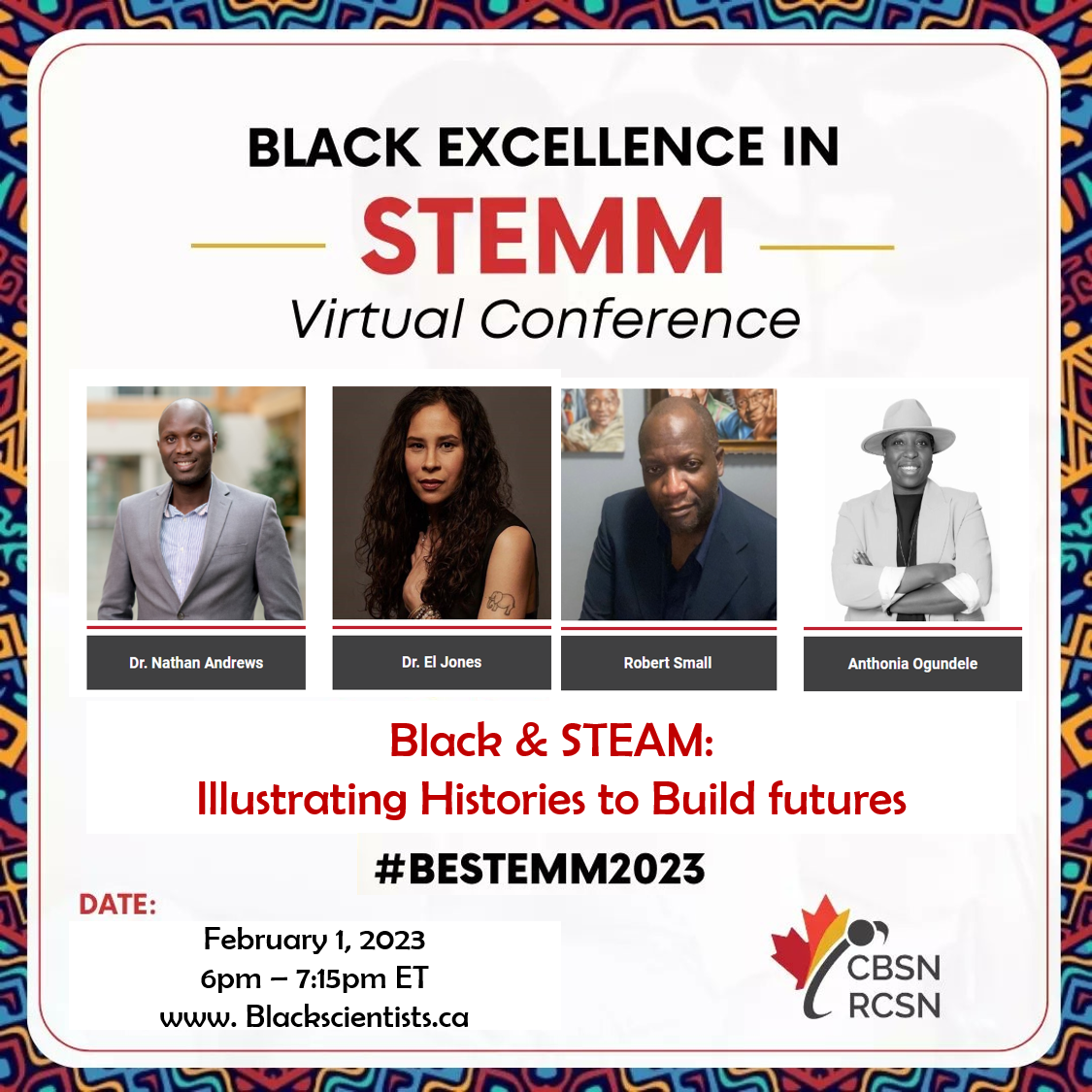 poster for panel discussion on: Black & STEAM: Illustrating histories to build futures