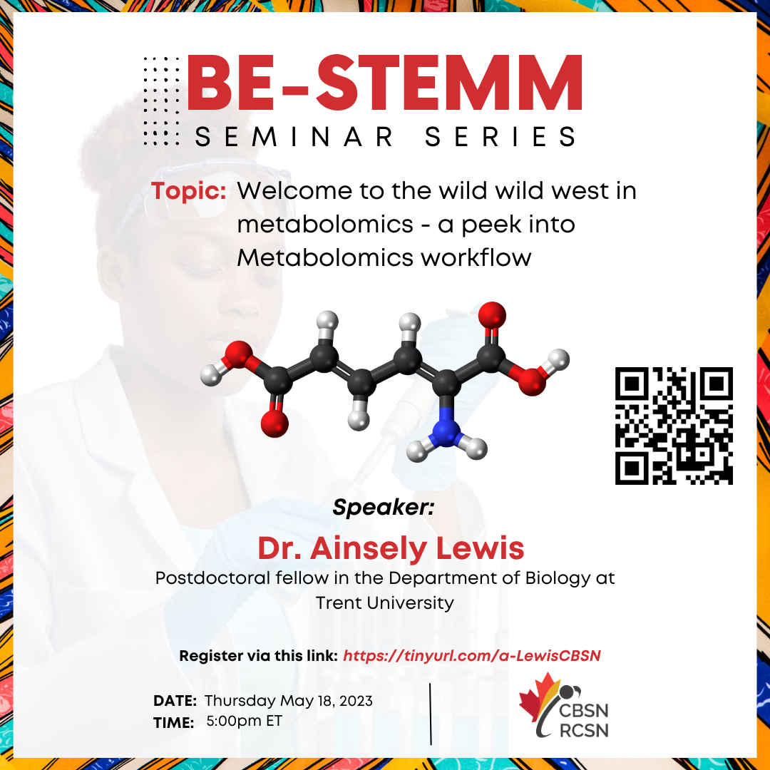 A poster showing a molecule with the title of a seminar in red text.